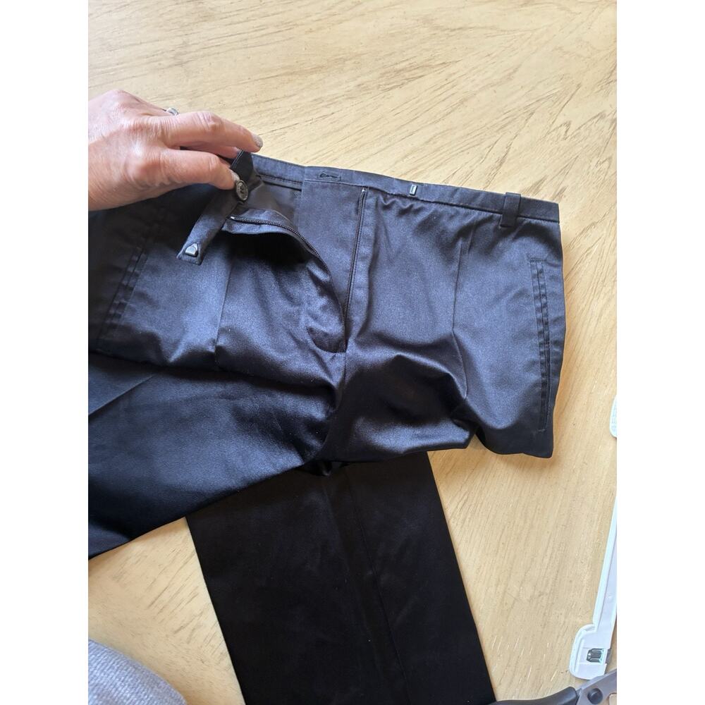VTG HERMES Paris Black 100% Silk Pants Satin Trousers 1986 Women S (4) Pristine - Picture 14 of 16